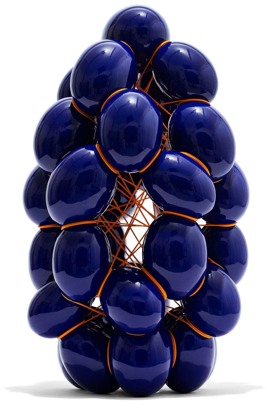 Ellipse 18/2022. Blue glazed Earthenware with orange PVC. H 67 x W 36 x D 37 cm.